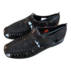 Deer Stags Sandals Shoes Mens Size 12 Dark Brown Woven Bamboo Slip On Fisherman